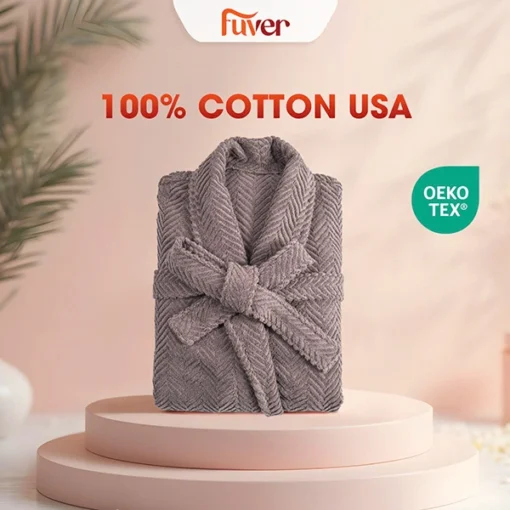 mẫu áo choàng tắm cao cấp Fuver Herringbone màu xám đậm