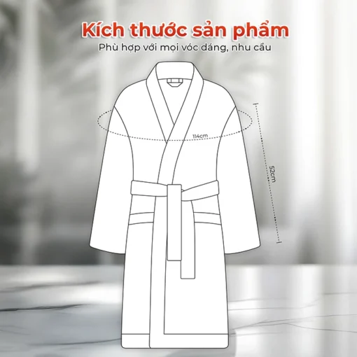 kích thước của Áo choàng tắm cao cấp Fuver Herringbone