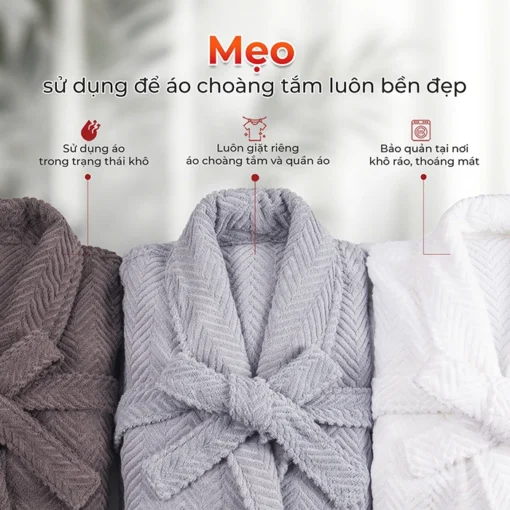 mẹo sử dụng Áo choàng tắm cao cấp Fuver Herringbone