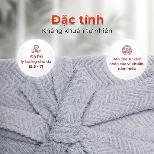 Áo choàng tắm cao cấp Fuver Herringbone kháng khuẩn bảo vệ sức khỏe