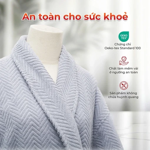 Áo choàng tắm cao cấp Fuver Herringbone an toàn cho sức khỏe người dùng