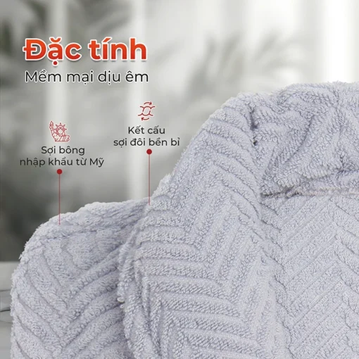 Áo choàng tắm cao cấp Fuver Herringbone mềm mại thoải mái