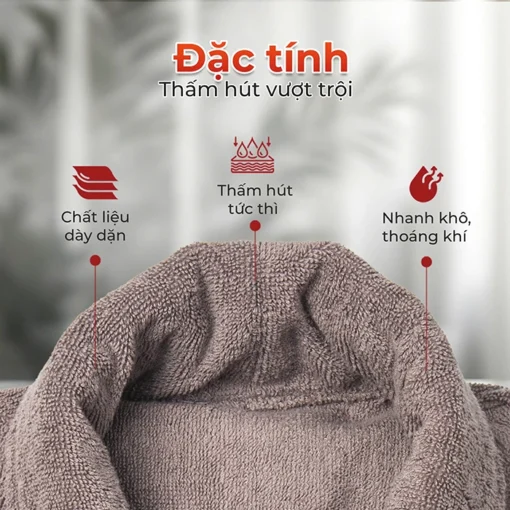Áo choàng tắm cao cấp Fuver Premium đặc tính thấm hút