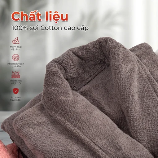Áo choàng tắm cao cấp Fuver Premium chất liệu 100% cotton