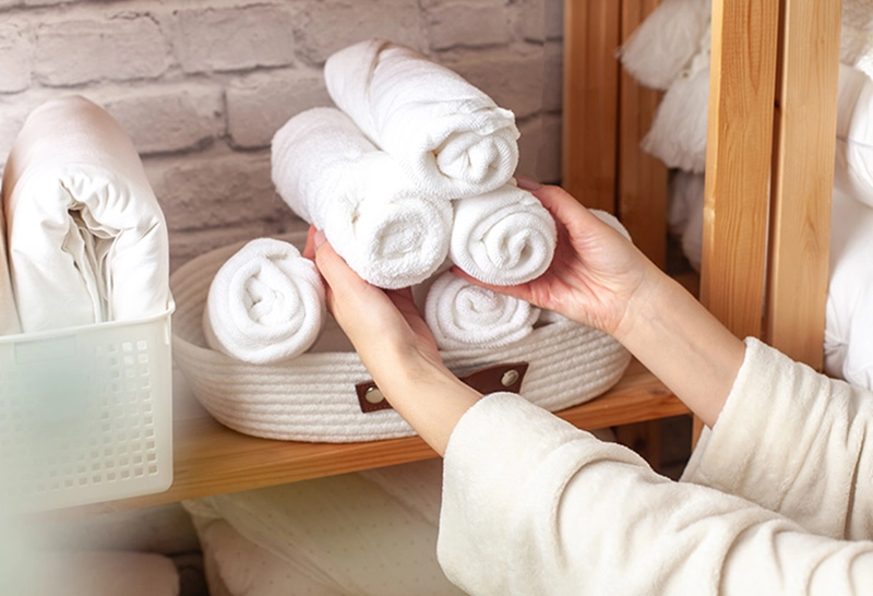 Bảo quản khăn bông tại khu vực khô ráo cho lần sử dụng tiếp theo