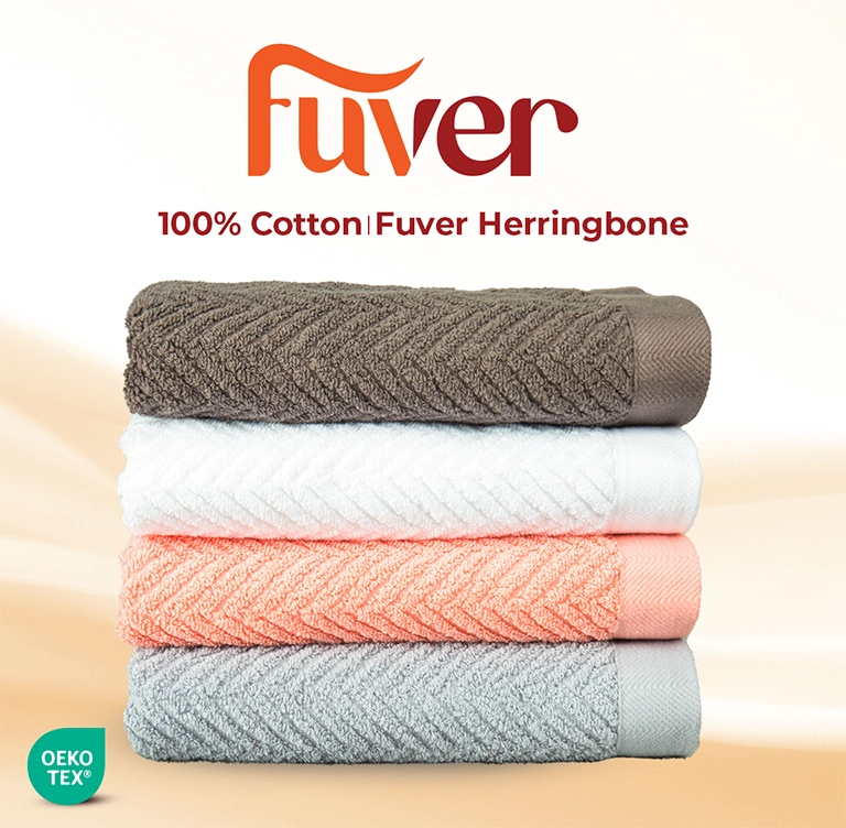 Bộ 4 màu khăn bông xương cá Fuver 40*100 cm