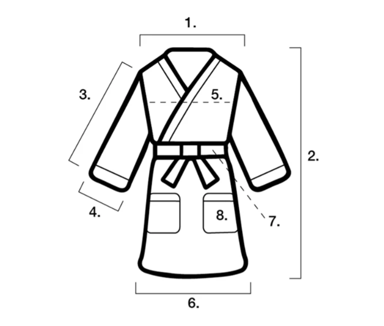 Một số kích thước của áo choàng tắm