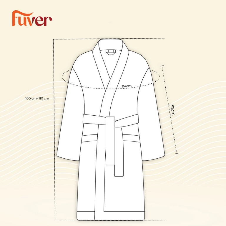 Hình ảnh mô phỏng các vị trí kích thước áo choàng tắm Fuver