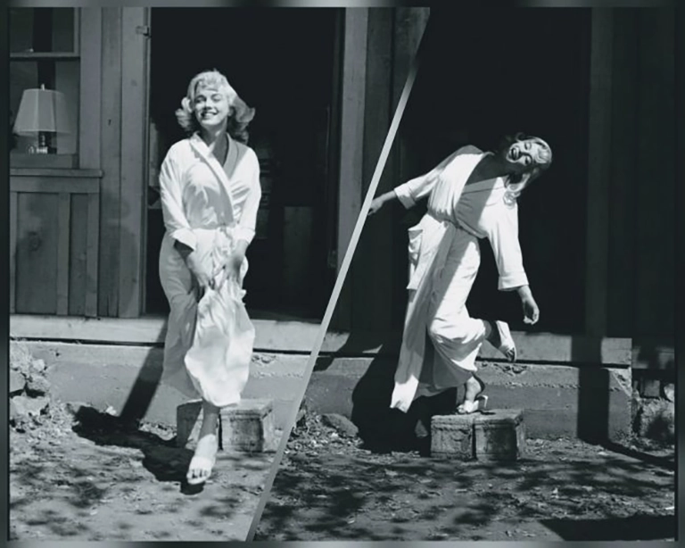 Marilyn trong The Misfits chụp ảnh với áo choàng tắm 