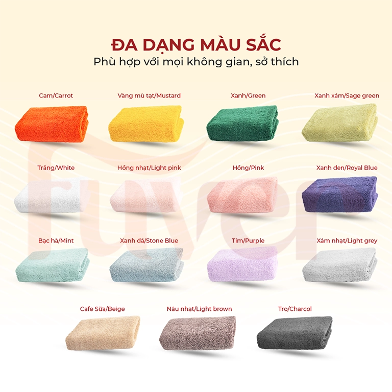 Bảng màu khăn tắm cho khách sạn của fuver