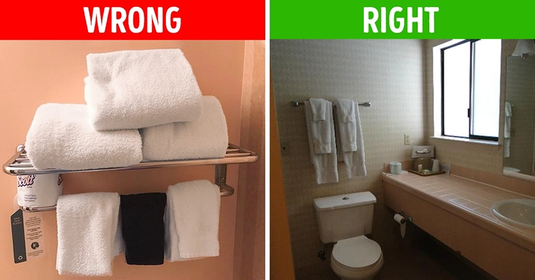 Không nên gấp gọn khăn tắm của nhà nghỉ sau khi sử dụng