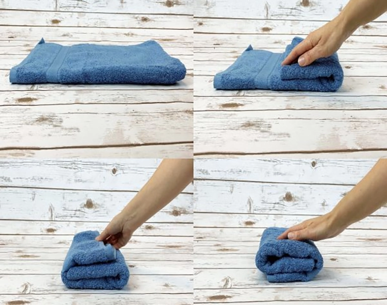 Các bước của cách gấp khăn tắm làm 3