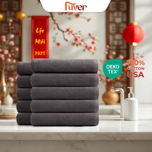 Combo 10 Khăn mặt - Khăn gội cao cấp Fuver Premium 40x80cm - 200gr năm 2025