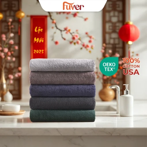 Khăn mặt - Khăn gội cao cấp Fuver Premium 40x80cm - 200gr năm 2025