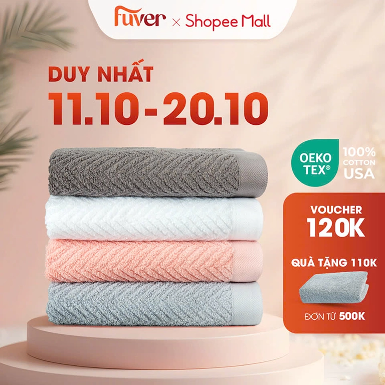 Mẫu quà tặng khăn tắm 20-10 họa tiết Herringbone kích thước 40*100cm