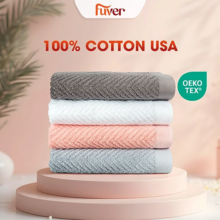Mẫu khăn tắm đẹp họa tiết xương cá Fuver Herringbone 40x100cm