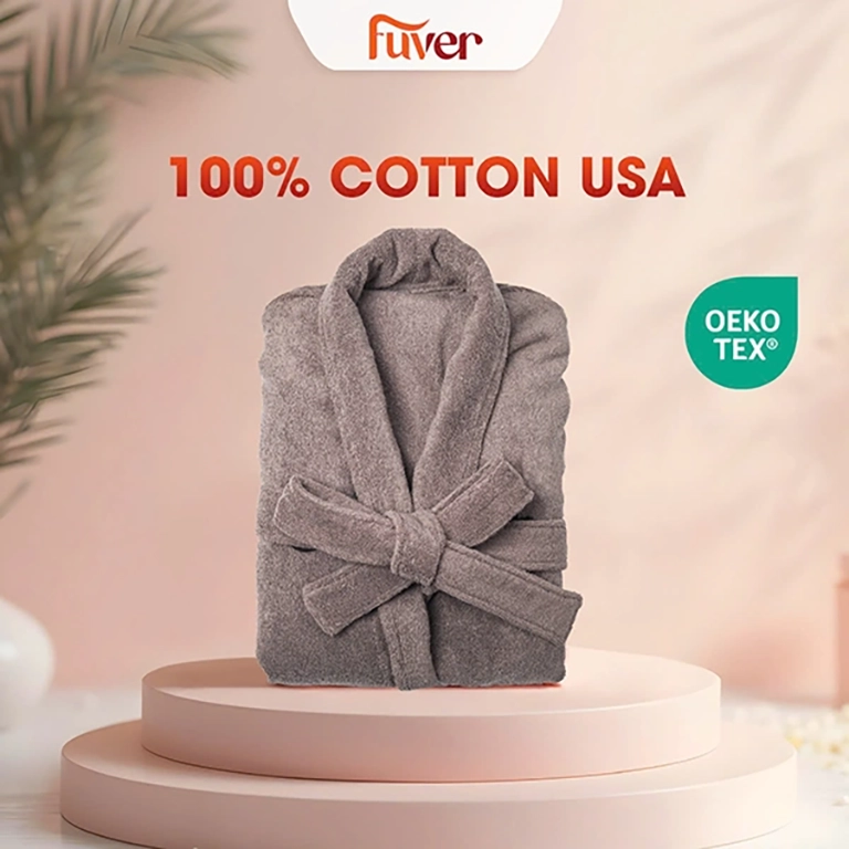 Mẫu áo choàng tắm cho cặp đôi Fuver Premium màu xám