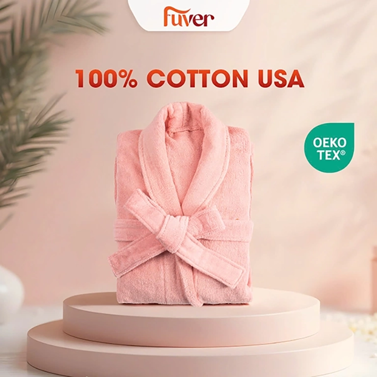 Mẫu áo choàng tắm cho cặp đôi Fuver Premium màu hồng