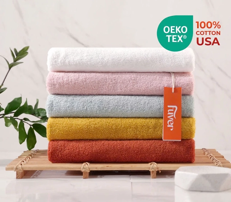 so với khăn tắm bamboo thì Khăn tắm cotton là loại khăn được ưa chuộng nhất