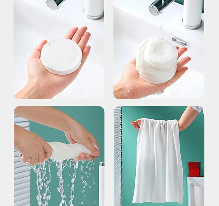 các bước sử dụng khăn tắm nén đơn giản